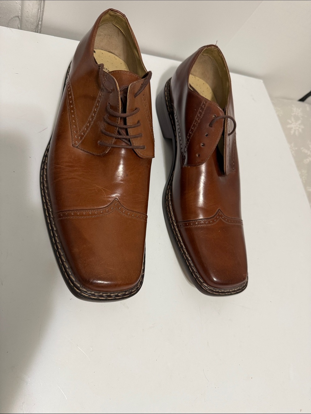 Stacy Adams Chestnut Brown Leather Lace-Up Oxfords